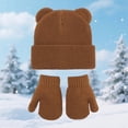 thumbnail image 2 of 0-6 Months Kids Winter Beanie Hat and Mitten Set, Cute Earflap Knit Cap for Boys Girls, 2 of 8