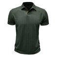 thumbnail image 5 of VSSSJ Mens Shirts Button Up Textured Business Work T Shirts Casual Solid Color Slim Fit Short Sleeve Summer Golf Tee Shirt Green M, 5 of 6