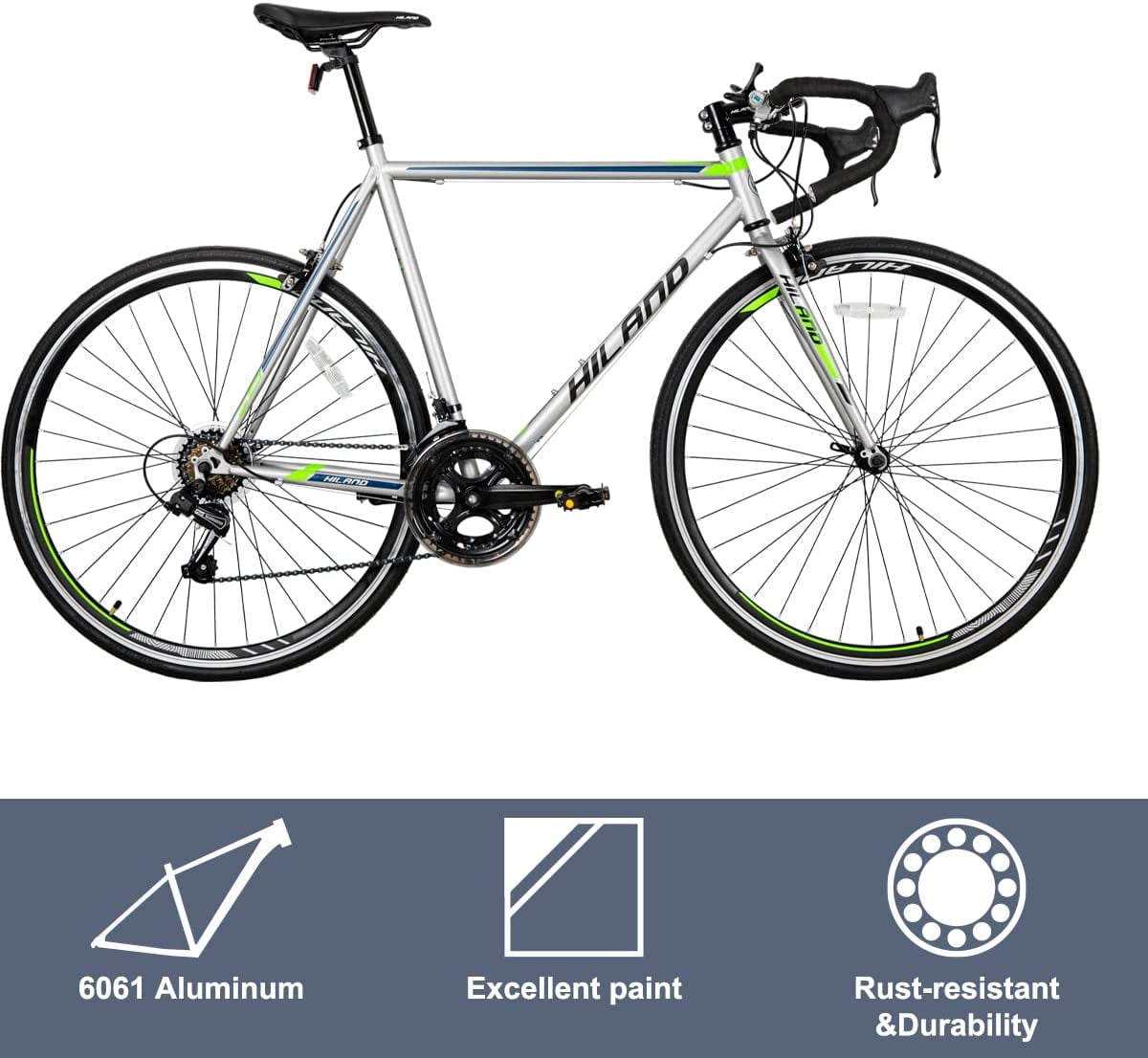 Hiland Adult Hybrid Road Bike, Aluminum Frame, 700C Wheels, 14