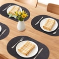 thumbnail image 2 of 6 Pcs Leather Oval Placemats for Kitchen Dining Table Decor Heat Resistant Table Placemats Wipeable Table Mat Black Brown/Black 17.3x11.8inch, 2 of 6