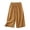 Gold, variant on Women's Plus Size Cotton Linen Capri Pants, High Waisted Wide Leg Cropped Pants, Elastic Waist Casual Culottes with Pockets, Comfortable Breathable Summer Cropped Trousers for Women Gold XXXL