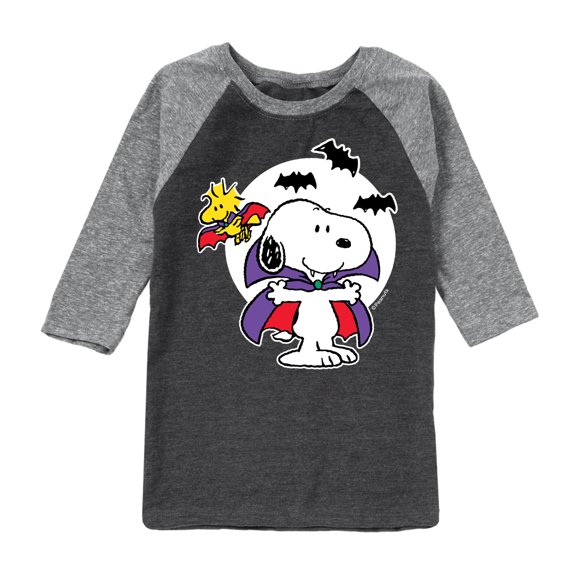 Peanuts - Vampire Snoopy and Woodstock - Toddler And Youth Raglan Graphic T-Shirt
