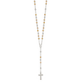 thumbnail image 2 of 925 Sterling Silver Polished Rosary Tri-color Beads Necklace, 2 of 7