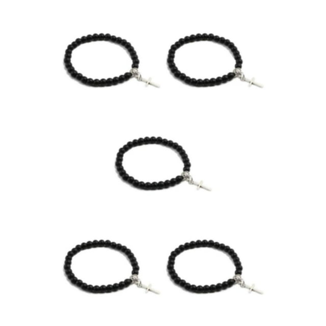 relayinert Comfortable Cross Pendant Bracelets For Trendy Look Wide Application Lightweight black 5Set