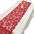 thumbnail image 4 of Christmas Red Lace Tablecloth Heart Shaped Table Runners Table Flag Wedding Party Decoration, 4 of 5