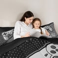 thumbnail image 5 of Manfei Console Gamer Queen Comforter Set,Modern Video Game Bedding Sets,Gray Black Bedding Comforter Set For Kids,Super Cozy Room Decor Reversible,3 Pieces, 5 of 8