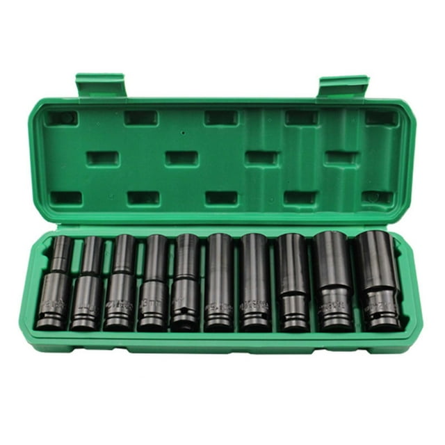 YiJuHui 10pcs 1/2" Drive Socket Set, Professional Auto Repair Kit with Extended Sockets, Chrome Vanadium Steel, Anti-Slip Wrench for Mechanics & Car Maintenance