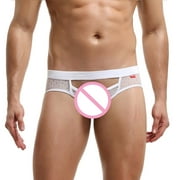Zuwimk Mens Underwear Briefs,Men's Thong Men's Comfort Underwear Jockstrap Men's Undie White,S