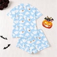 thumbnail image 4 of Tisuna Halloween Womens Pajamas Set Pumpkin Ghost Print Short Sleeve Button Down Tops And Shorts Sleepwear Pjs Sets Cute 2 Pieces Housewear S-XXL, 4 of 9