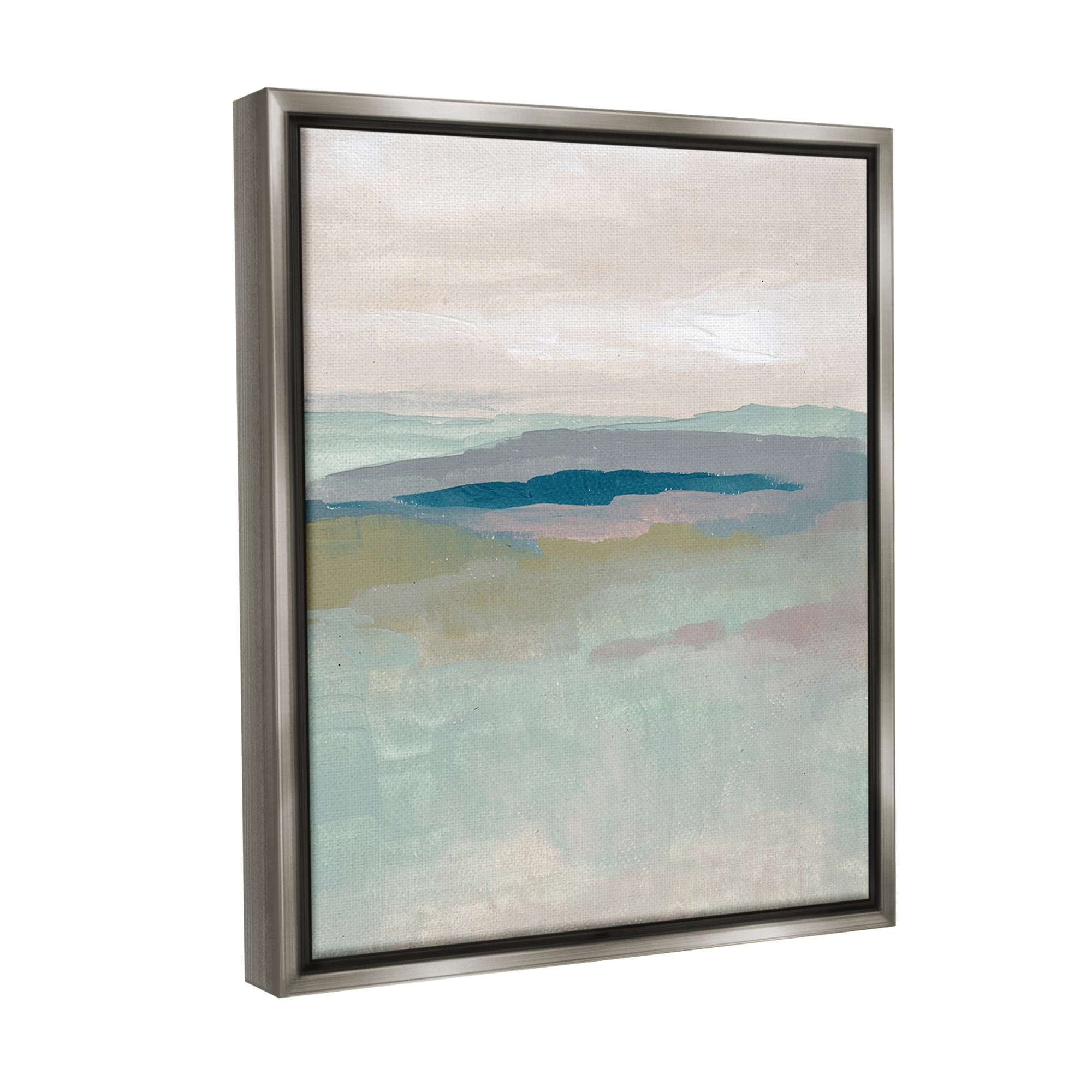 Stupell Industries Muted Abstract Beach Landscape Abstract Painting Gray Floater Framed Canvas Art Print Wall Art, 25 x 31