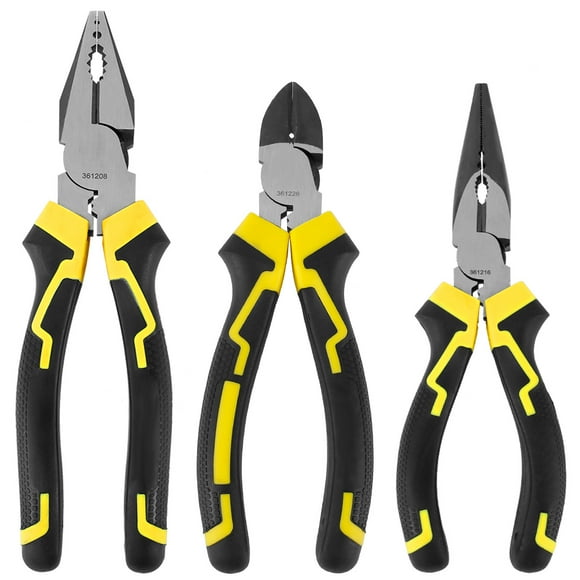 Hands DIY 3pcs Pliers Set High Carbon Steel Pliers Cable Wire Cutting Pliers With Soft Grip Handle 6" Diagonal Pliers 6" Spiked Pliers 8" Steel Wire Pliers Tool