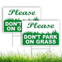 Dimarongton 2 PC Please Don't Park on Grass, 8x12 DS Coroplast Keep off Grass Sign, Green/White