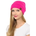 thumbnail image 3 of C.C Hat-43 Thick Warm Cap Hat Skully Faux Fur Pom Pom Cable Knit Beanie Neon Hot Pink, 3 of 4
