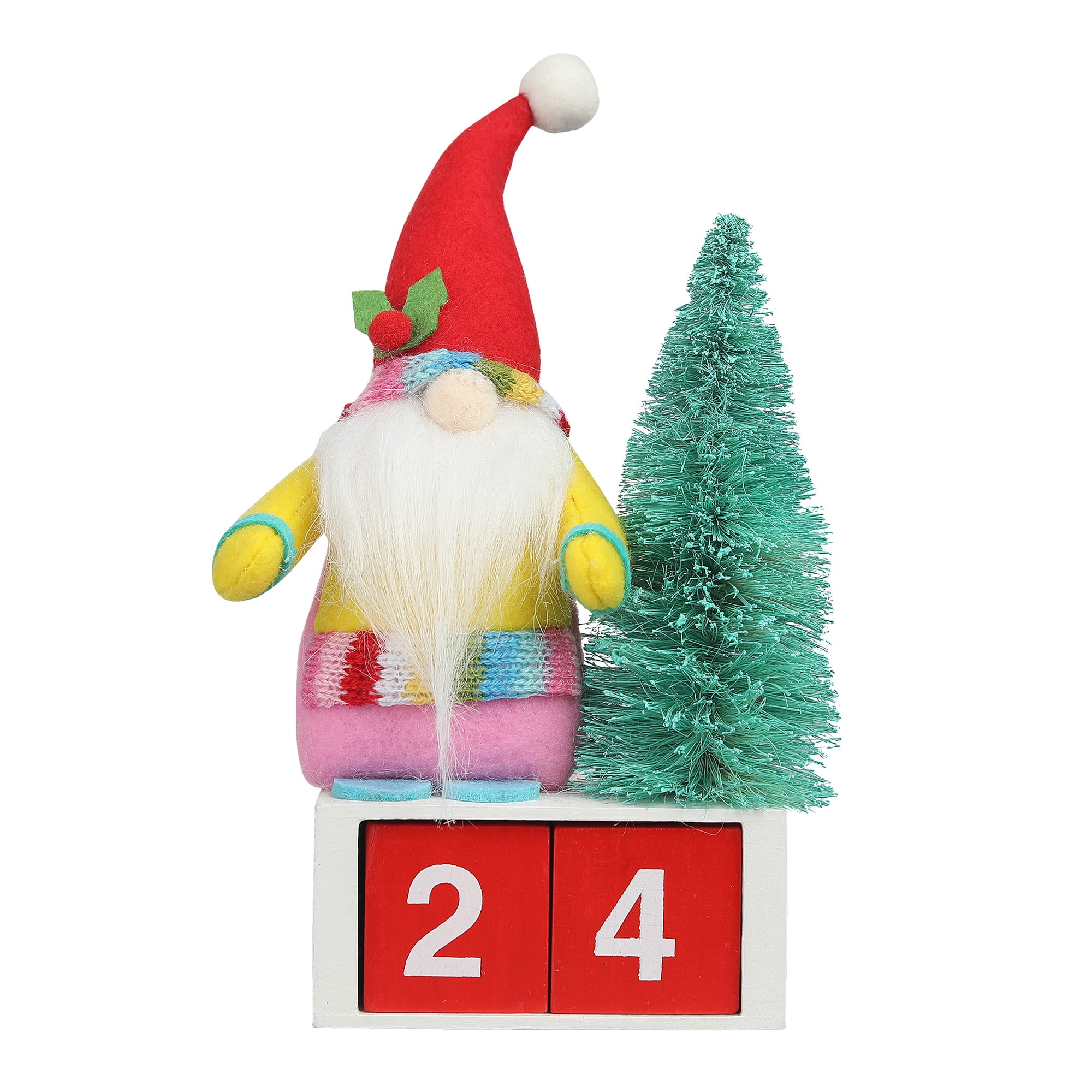 Holiday Time Multi-Color Gnome & Christmas Tree Advent Calendar, 8"