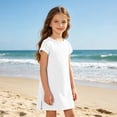 thumbnail image 4 of Grblisyd Dresses for Girls Kids Casual Crewneck Loose Short Sleeve Dress Solid Color Midi Dress 10-12 Years, 4 of 6