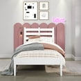 thumbnail image 2 of Camaflexi Mid Century Slat Bed Solid Wood Bed Frame with Headboard, Twin, White, 2 of 9