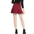 thumbnail image 3 of MODA NOVA Juniors Faux Suede Button Front A-Line Mini Skirt, 3 of 6