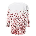 thumbnail image 5 of JTZGDY Plus Size Valentines Day Tops for Women Funny Love Heart Pattern Print 3/4 Length Sleeve Crewneck Graphic Holiday T-Shirts Trendy Oversized Dressy Casual Tunic Blouse Multicolor#02 XXL, 5 of 6