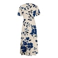 thumbnail image 7 of LWavelet Women's Plus Size Vintage Floral Maxi Dress Short Sleeve Tie Waist Casual Retro Boho Dress with Pockets Light pink 3XL, 7 of 7