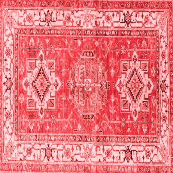 Ahgly Company Indoor Square Geometric Red Traditional Area Rugs, 7' Square