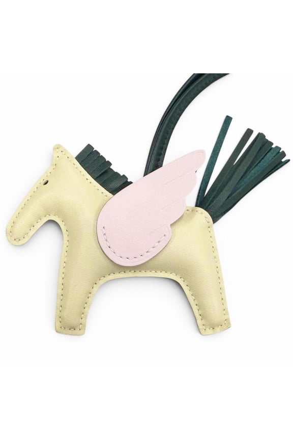 Pre-Owned HERMES Rodeo Charm Pegasus PM Agneau Milo Swift Leather Craie Mauve Pere Vert Cypres...