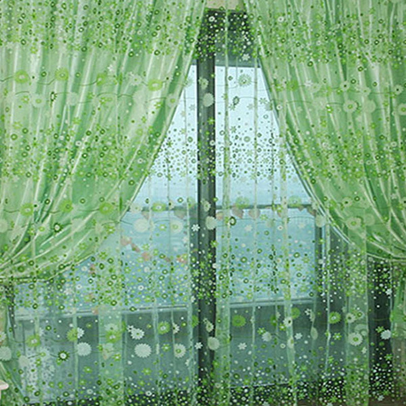 Leaves Floral Tulle Voile Door Window Curtain Sheer Panel Drapes Scarfs Valances