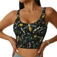 thumbnail image 2 of Haiem Wasp and Florals Pattern Womens Sports Bra - U Neck Padded Low Impact Yoga Bra Workout Crop Top Gym Moisture-Wicking Workout Vest -, 2 of 9