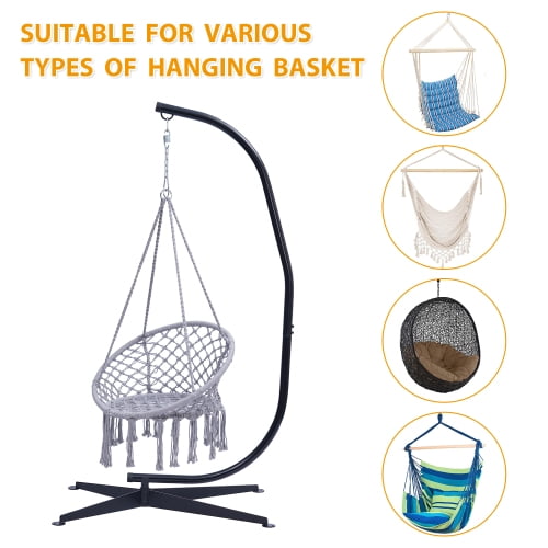 Hammock Chair Stand Only Metal C For Hanging Porch Swing Indoor Or Outdoor Use Durable 300 Pound Capacity Black Com Metal C Stand For Hanging Hammock Chair, Zupapa Hanging Hammock Chair C Stand