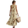 thumbnail image 2 of Xixirimido Tree Leaf Brown Print Women Casual Dresses Maxi Summer Sundress Sleeveless Loose Fit A Line Long Dress with Pockets Beach Vacation Outfits, 4X-Large, 2 of 7