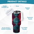 thumbnail image 2 of Yayeee 30oz Stainless Steel Tumbler with Straw and Handle Double-Wall Insulated Travel Water Bottle, Vibrant Green Tartan Pattern, 2 of 8