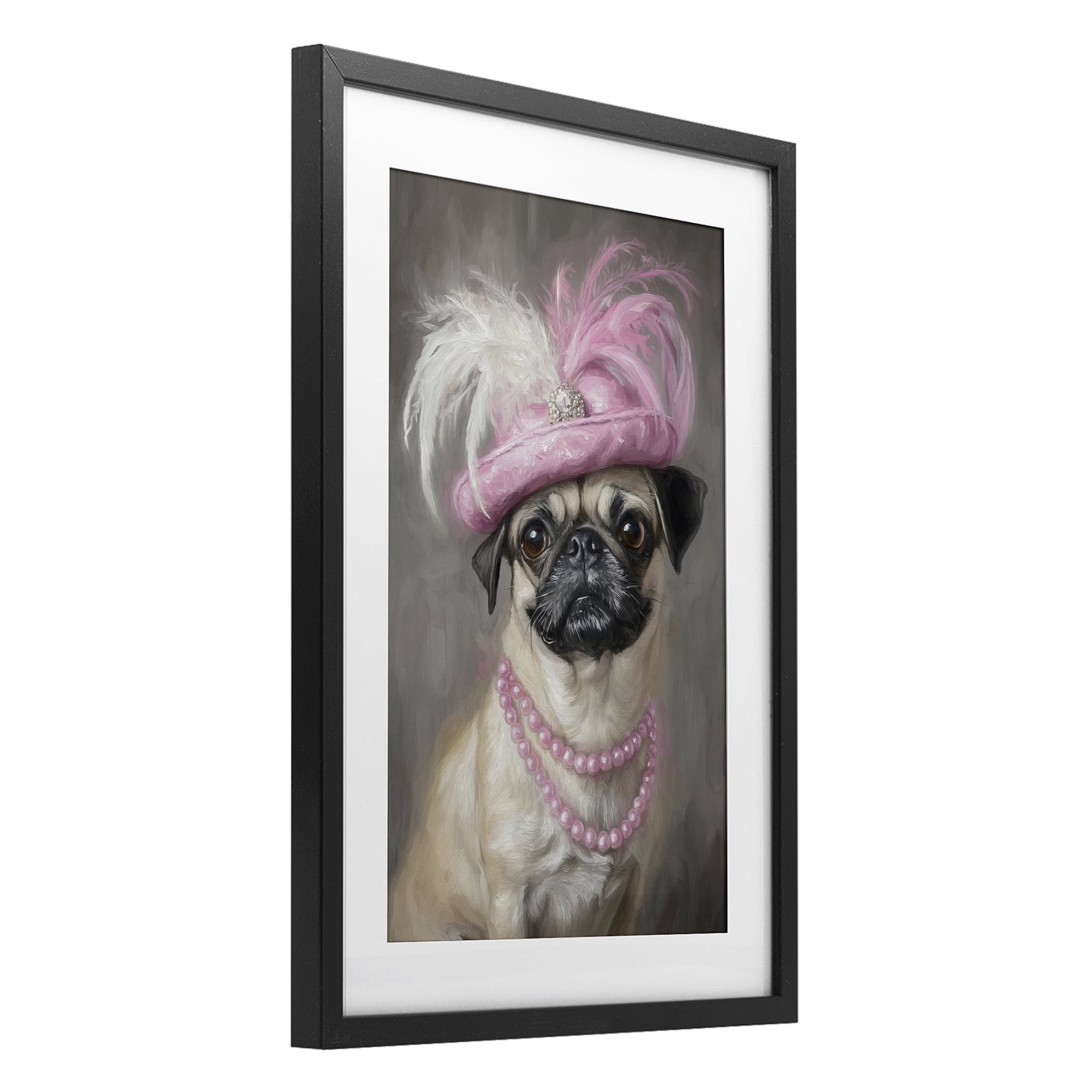 Stupell Industries Lady Pug Portrait Black Framed Print Under Glass, design by Tina LeCour