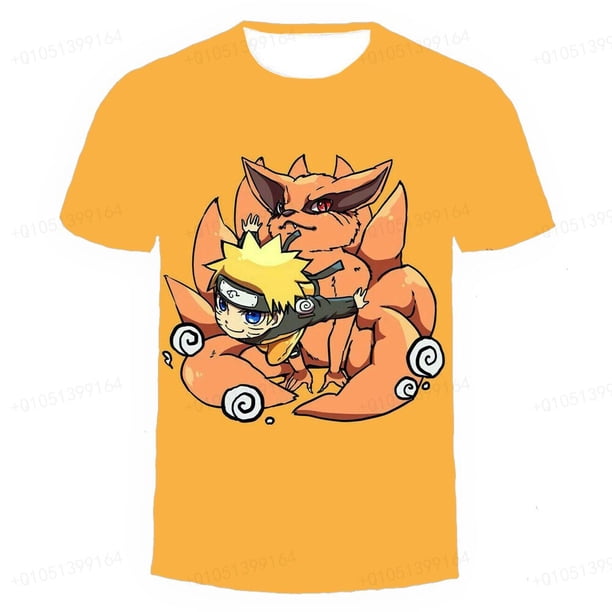Camiseta de niño y niña de Anime japonés Naruto, camiseta de niño con estilo de dibujos animados, camiseta informal, 3-14 años, ropa para niños150 heqiyong CONDUJO