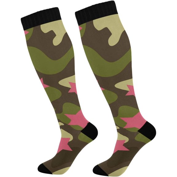GZHJMY Camouflage Compression Socks, Women Men Long Stocking (20-30mmHg), Travel Knee High Stockings for Athletic Sports,Running,Cycling,Nursing