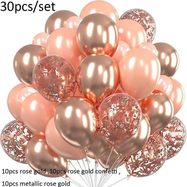 Nvzi Globos, 30 piezas de globos de confeti de 12 pulgadas y globos de látex rosa púrpura metálico con cinta, baby shower, decoraciones para fiestas de bodas, C