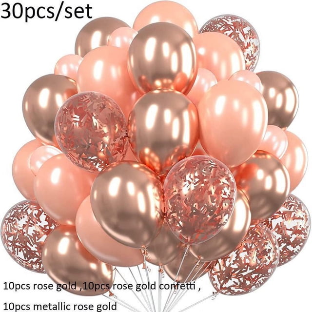 Nvzi Globos, 30 piezas de globos de confeti de 12 pulgadas y globos de látex rosa púrpura metálico con cinta, baby shower, decoraciones para fiestas de bodas, C