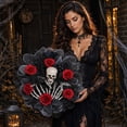 thumbnail image 6 of Spooky Halloween Wreath, Gothic Skull Wreath With Red Roses for Front Door, Halloween Door Decorations for Porch, Skeleton Wreath for Wall Window Party, 6 of 7