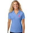 thumbnail image 1 of Womens Survivor Breast Cancer Awareness Patch Polo Shirt, Extra-Small Carolina Blue, 1 of 5