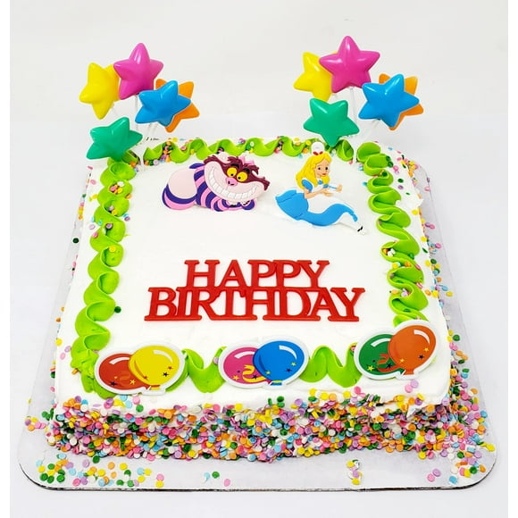 Alice and Cheshire Cat Birthday Cake Topper Set (Unique Design)