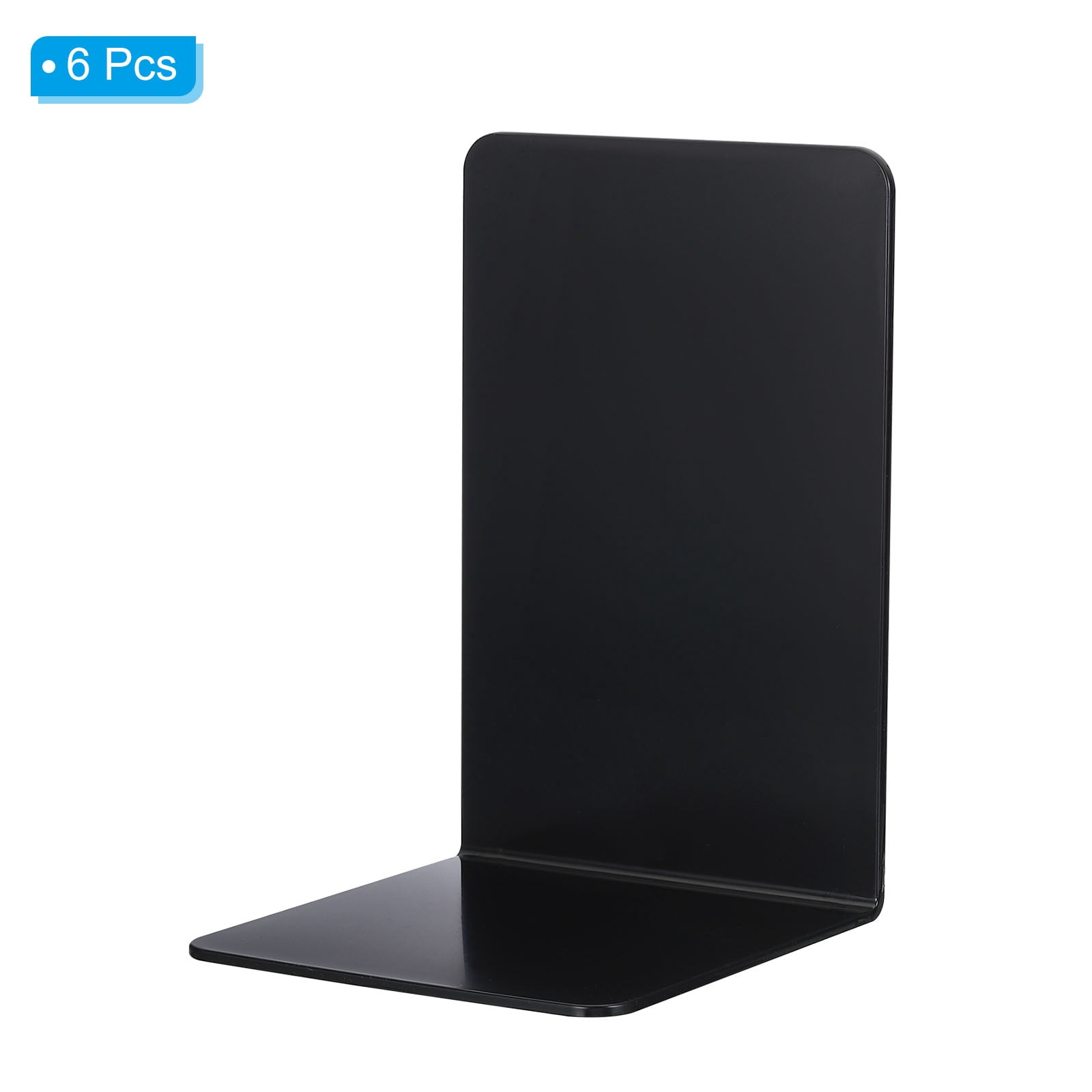 Unique Bargains Acrylic L-shaped Book Ends for Desktop Bookshelf Organizer 6Pcs Black