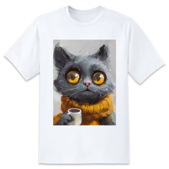 Basic Oversize Tees For WomenCat Loose Boyfriend Shirts Casual Blouse round neck