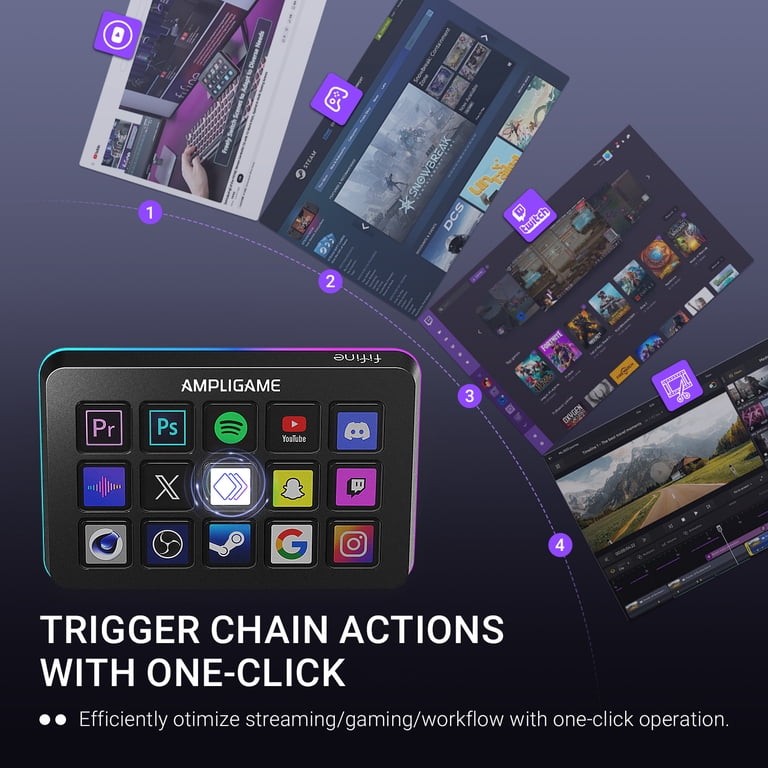 FIFINE D6 Stream Controller with 15 Customizable Macro Keys