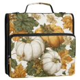thumbnail image 2 of Water-Resistant 3-Ring Binder Organizer with Multiple Pockets Zipper Binder Bag for Office Vintage Pumpkin with Leaves, 2 of 8