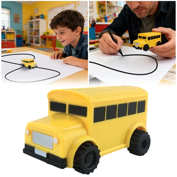 Inductive Line-Following School Bus Toy Smart Path Tracking Educational Robot Car For Learning & Play(Car-4.5X8.5X5Cm)