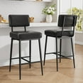 thumbnail image 3 of Bar Stools Set of 4, Faux Leather Counter Height Bar Stool with Back, Metal Legs, Modern Upholstered Barstool Chairs for Island, Counter Bar, Kitchen, Black, 3 of 9