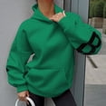 thumbnail image 4 of Sudaderas con Capucha de Moda para Mujer, Sudaderas Holgadas de Gran Tamaño, Camisetas de Larga, Corte Holgado. Verde M, 4 of 8