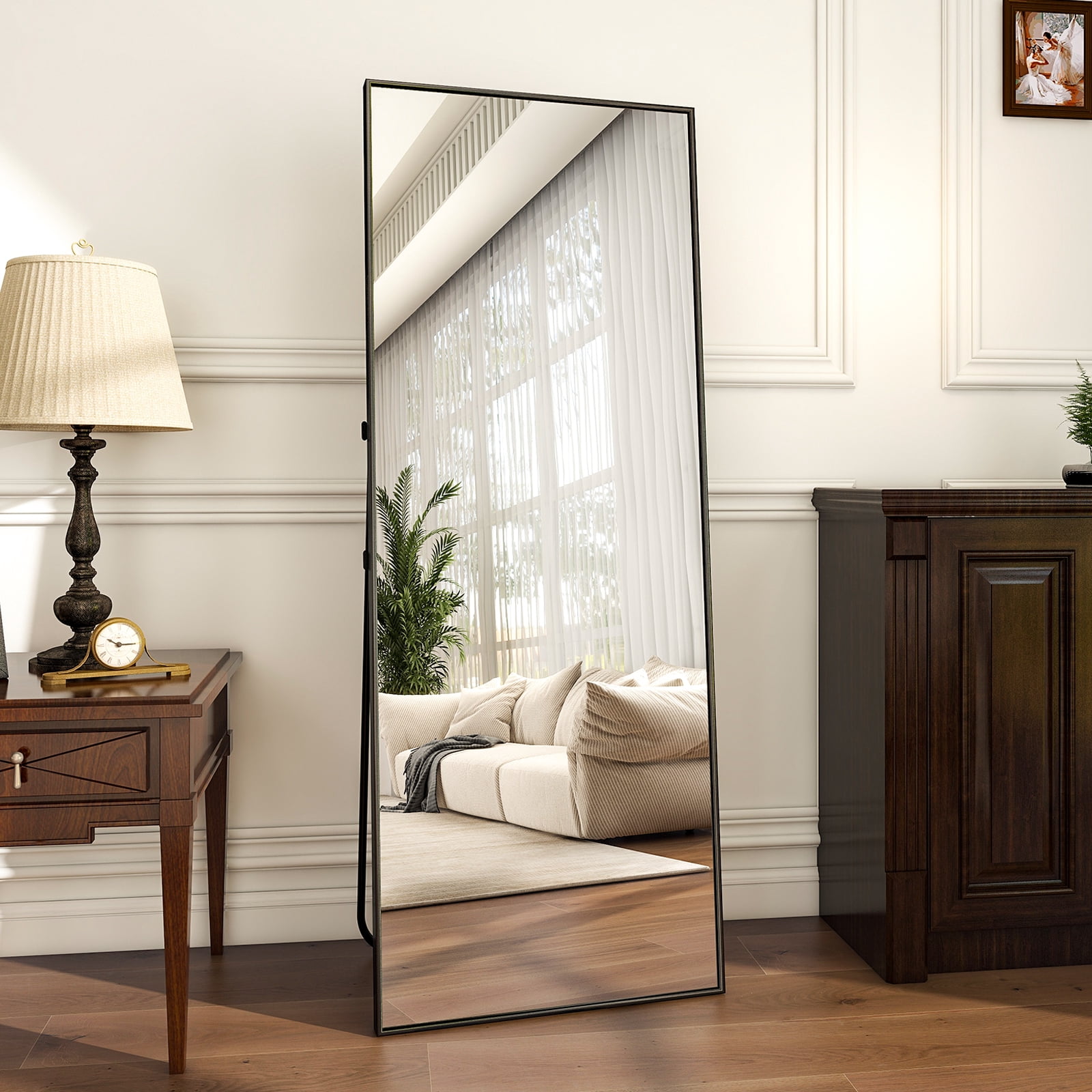 Lumora 64"x21" Full Length Mirror Rectangle Floor Mirror Wall-Mounted Leaning Mirror, Black