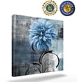 thumbnail image 3 of Mordern Abstract Wall Art - Canvas Wall Art Navy Blue Flower Framed Artwork, Watercolor Dahila Pictures Prints Wall Decor for Bathroom Kitchen, Bedroom Living Room, 14'''' x 14'''', 3 of 6