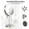 thumbnail image 5 of Lighted Makeup Mirror with 10X Magnifying, Rechargeable Double Side 3 Color Lighting, Dimmable Vanity Mirror with Touch Control 360° Rotation Makeup Mirror for Desk for Woman, Silver, 5 of 7