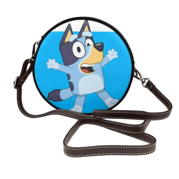 Kowoue Bluey Pattern Leather Crossbody Bags for Women Trendy Circle Cross Body Shoulder Bag Circle Purse Shoulder Bag