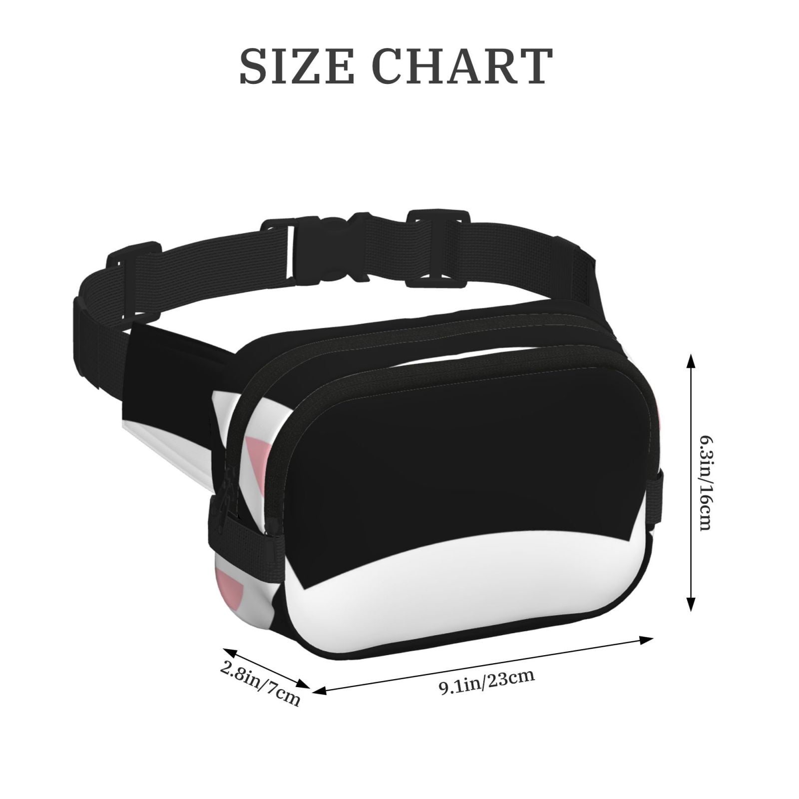 Picia Cat Meow Print Square Double-Layer Waist Bag Mini Adjustable Waist Belt Bag Exercise Running Travel Hiking